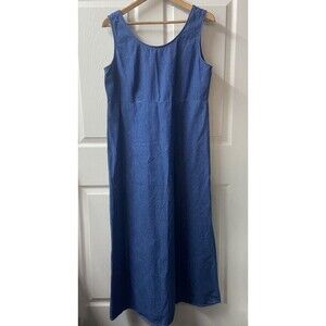 Willow Ridge Jumper Maxi Dress Womens 14 Vintage Chambray Denim Modesty